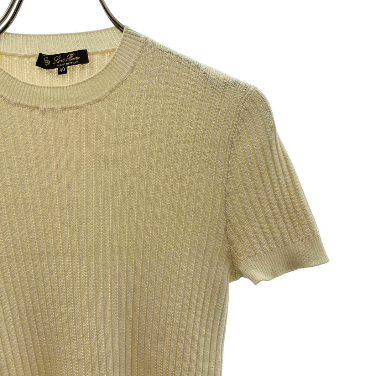 その他 シルク リブ クルーネック トップス