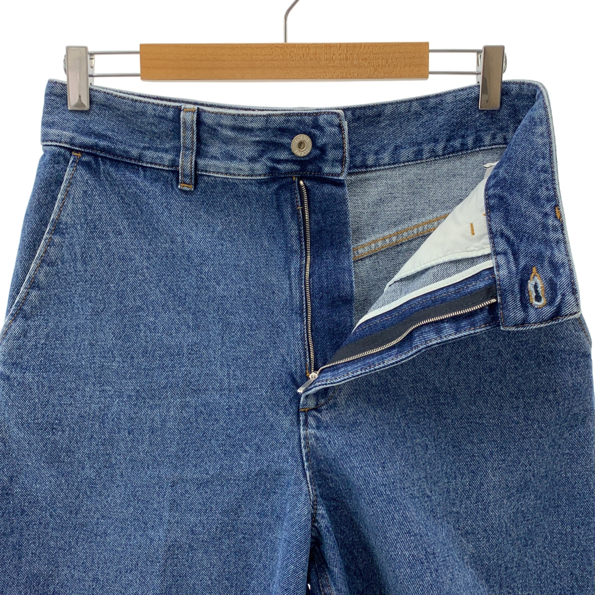 LOEWE / ロエベ アナグラム ロゴレザーパッチ カットオフ デニム ワイド ショートパンツ ショーツ