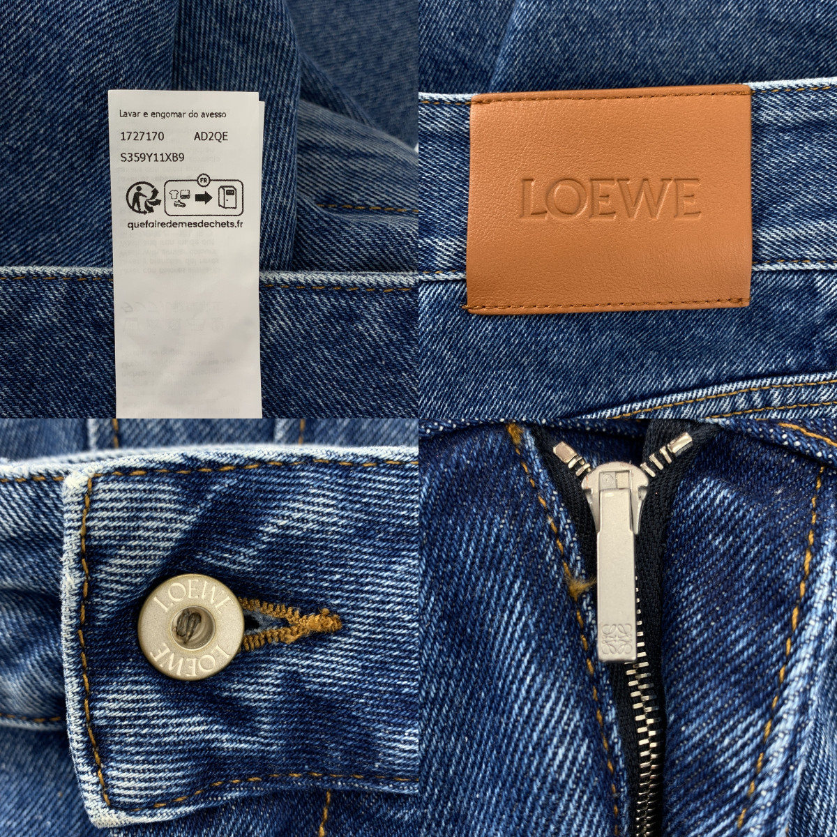 LOEWE / ロエベ アナグラム ロゴレザーパッチ カットオフ デニム ワイド ショートパンツ ショーツ