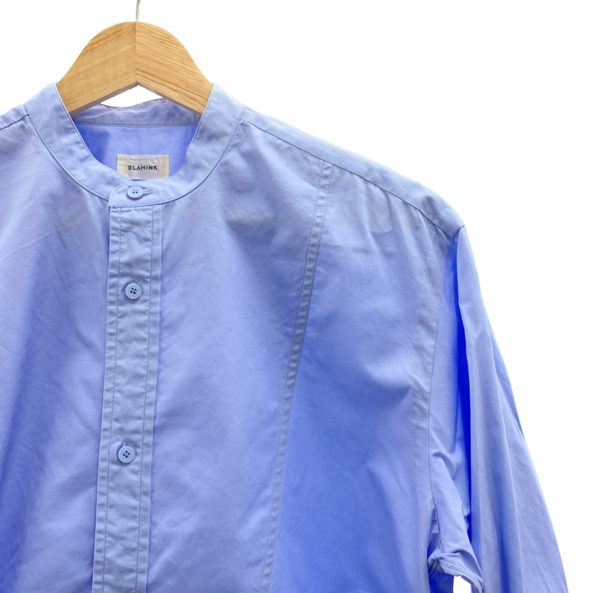 BLAMINK / ブラミンク コットン オーバーシルエット バンドカラー シャツ ブラウス