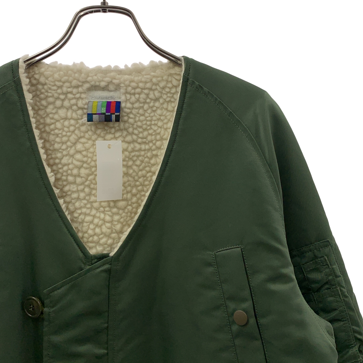 FACETASM / ファセッタズム ナイロンツイル ボア Vネック コート