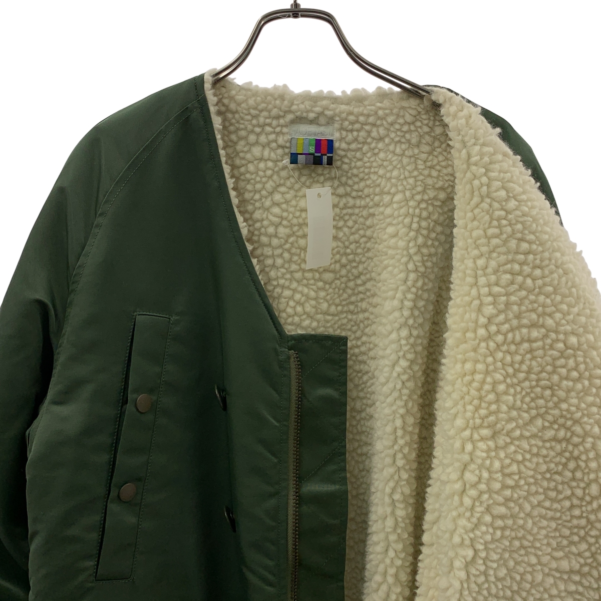 FACETASM / ファセッタズム ナイロンツイル ボア Vネック コート