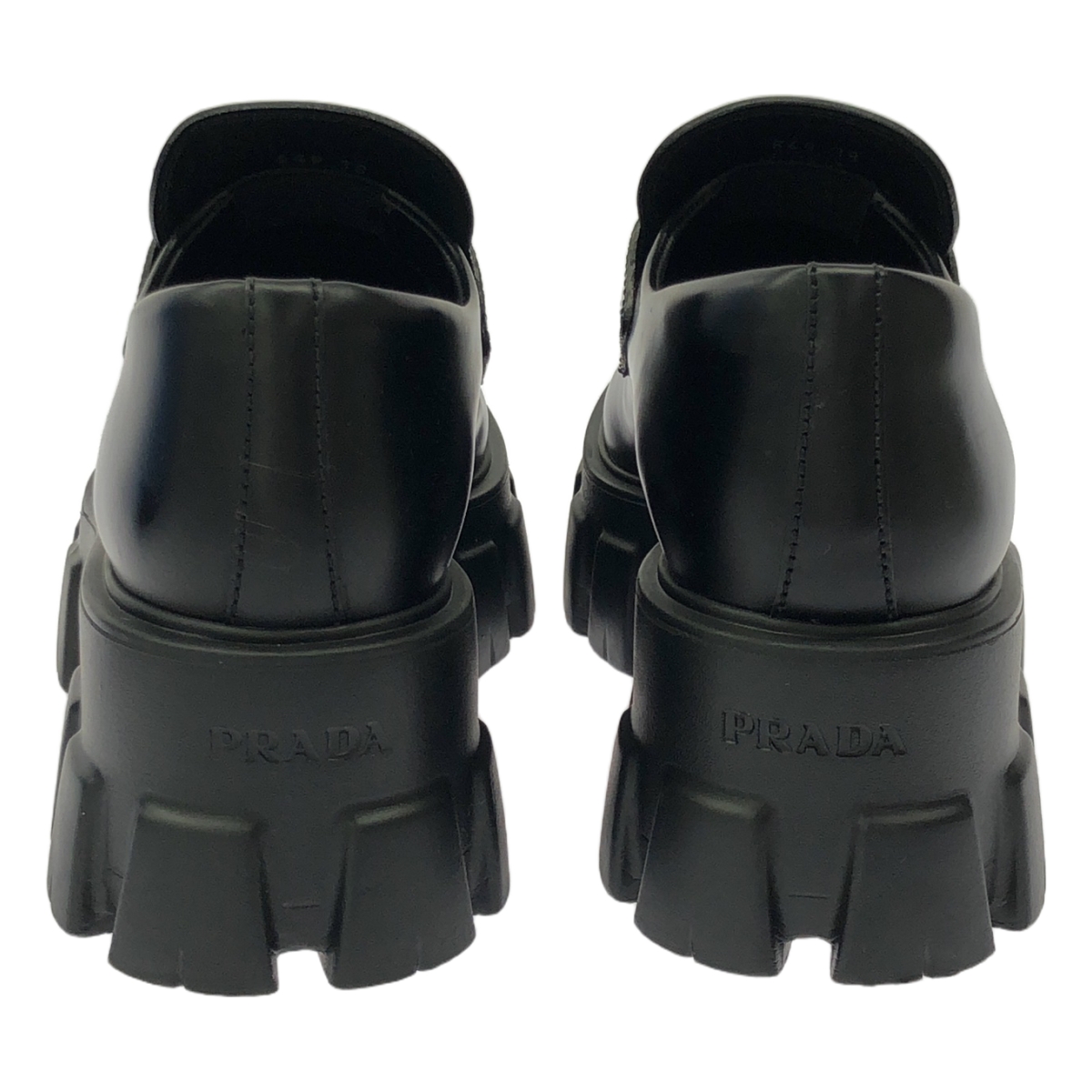 PRADA / プラダ トライアングル ロゴ モノリス ブラッシュド レザー ローファー