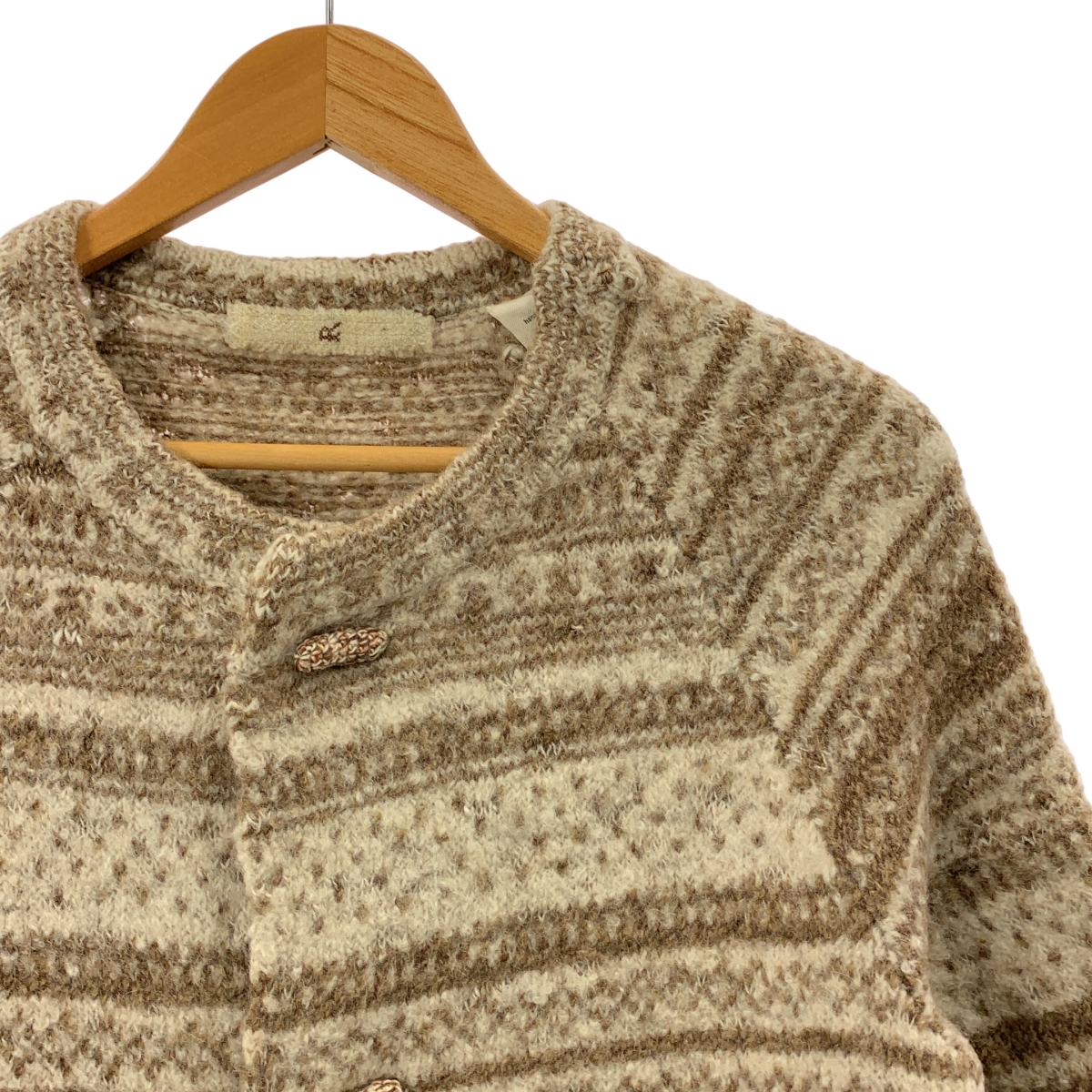 45r / フォーティファイブアール hand graded フェアアイル柄 ノーカラー ニット コート