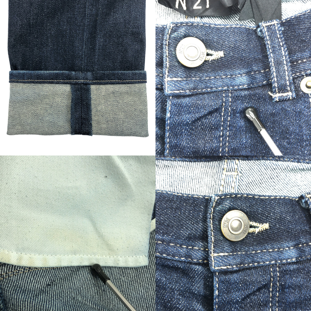 N°21 / ヌメロヴェントゥーノ ロゴパッチ 濃紺 デニム パンツ