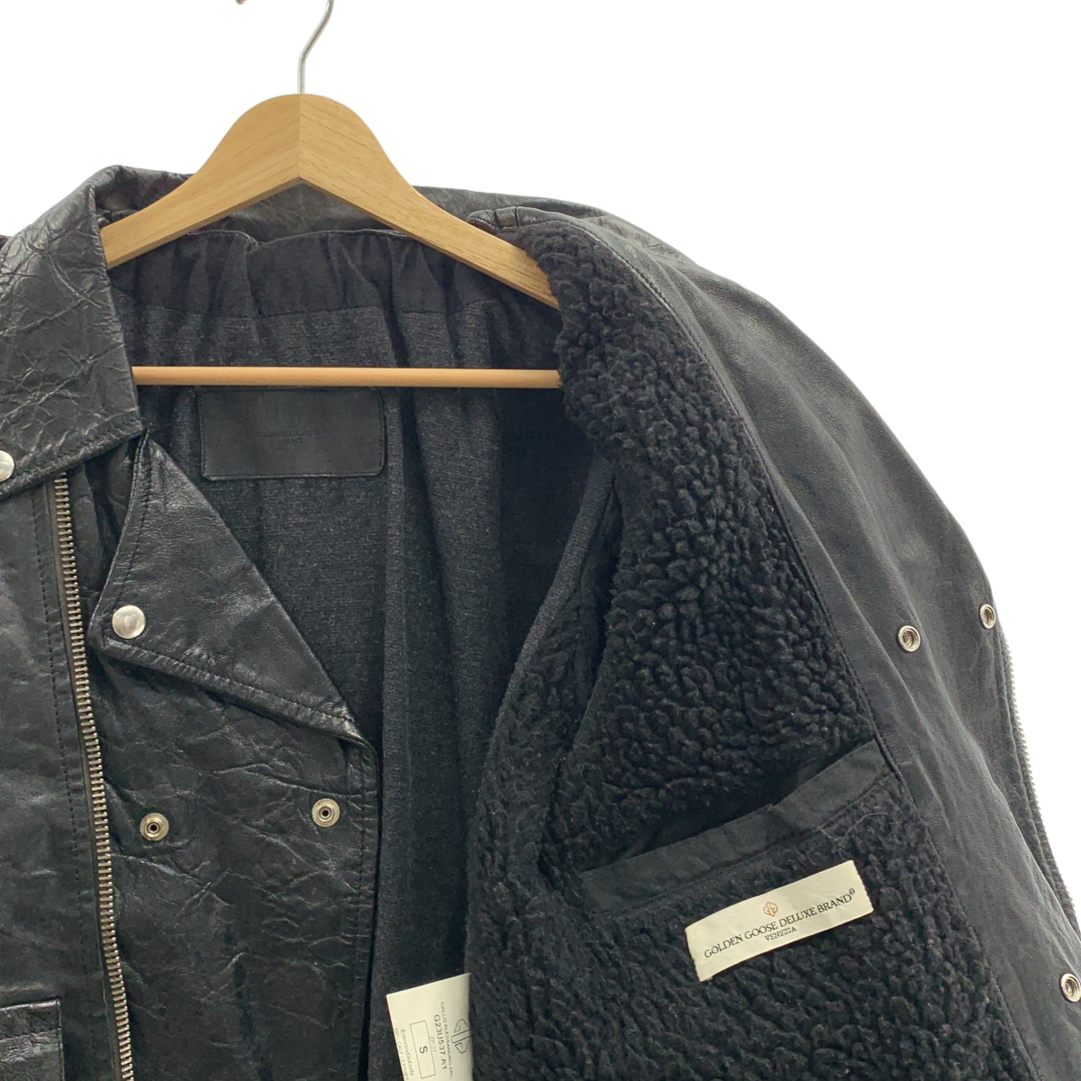 GOLDEN GOOSE / ゴールデングース カーフレザー 裏ボア ダブルライダースジャケット