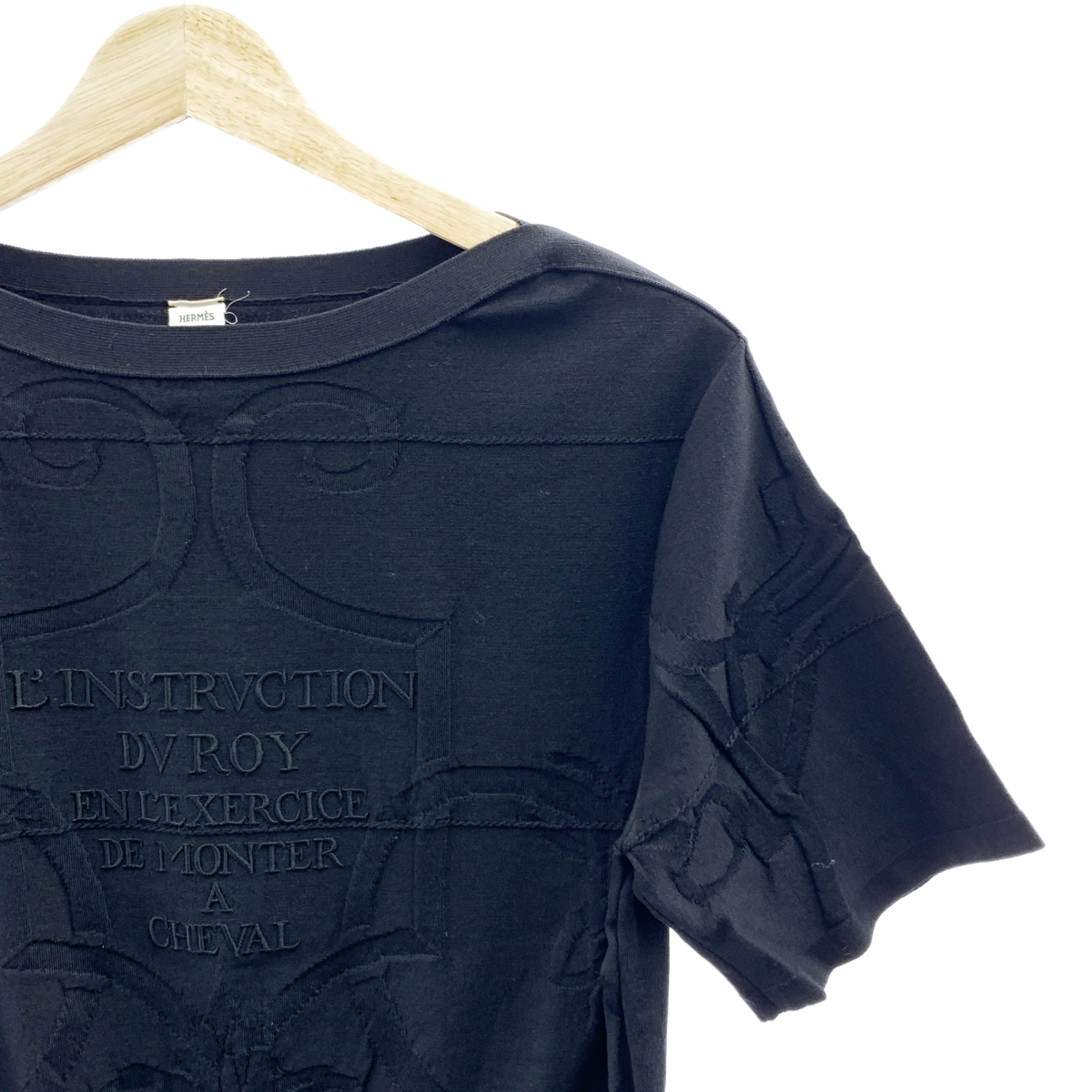 HERMES / エルメス L'INSTRVCTION 帝王学 シルク コットン 刺しゅう 半袖 サマーニット