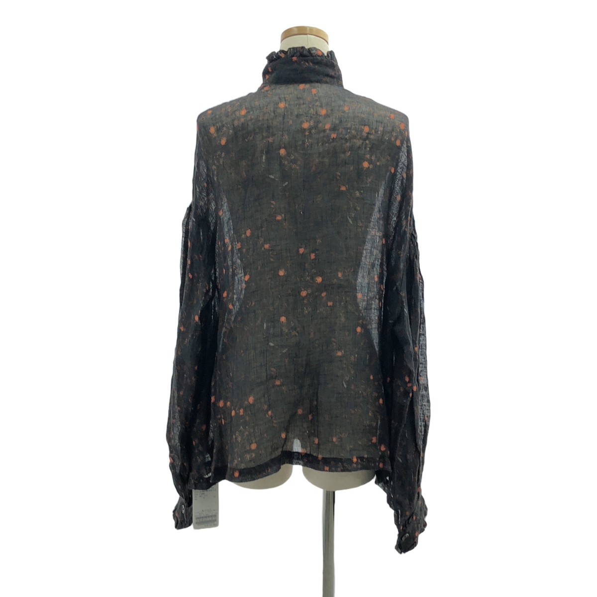 GEOFFREY B.SMALL / ジェフリーBスモール linen blouse / リネン 総柄 フリル ハイネック オーバー シャツ ブラウス