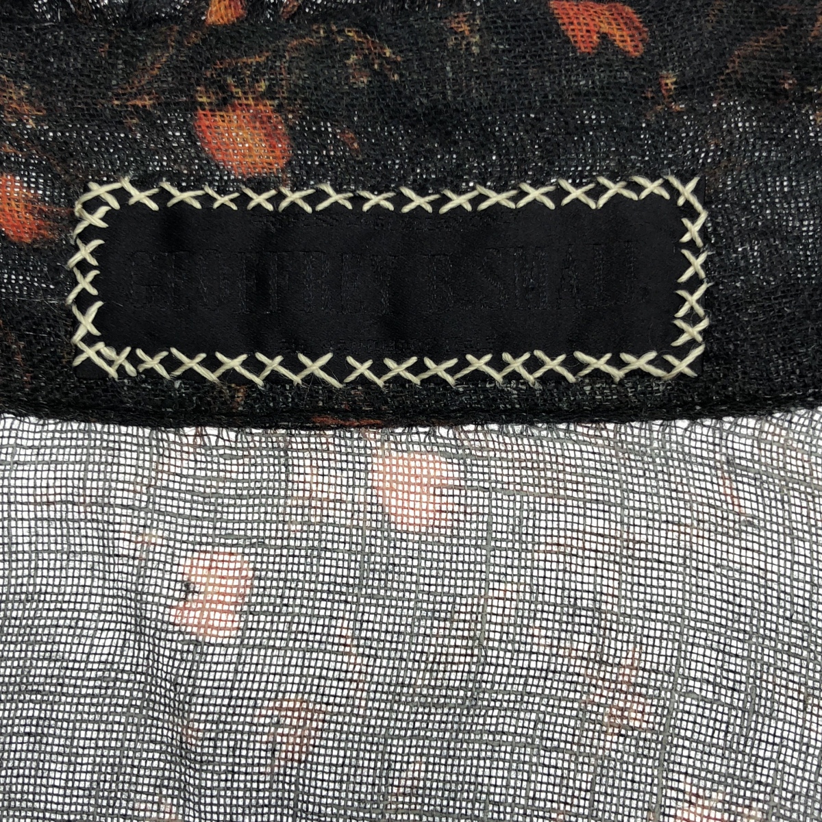 GEOFFREY B.SMALL / ジェフリーBスモール linen blouse / リネン 総柄 フリル ハイネック オーバー シャツ ブラウス