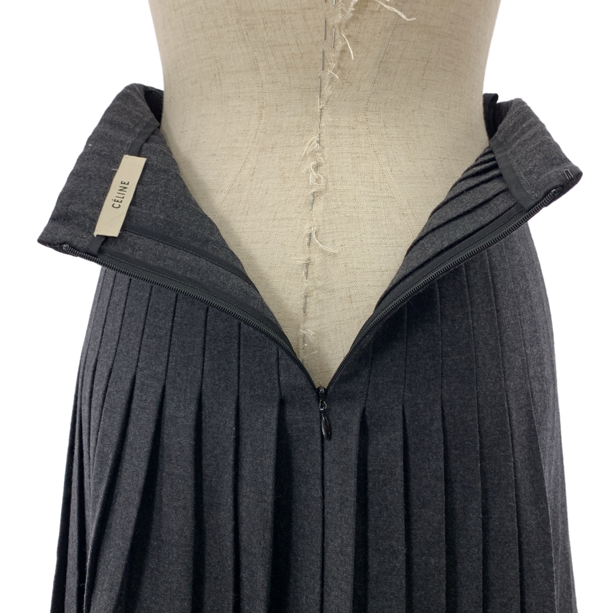 CELINE / セリーヌ フィービー期 カシミヤ ウール バックジップ プリーツ スカート