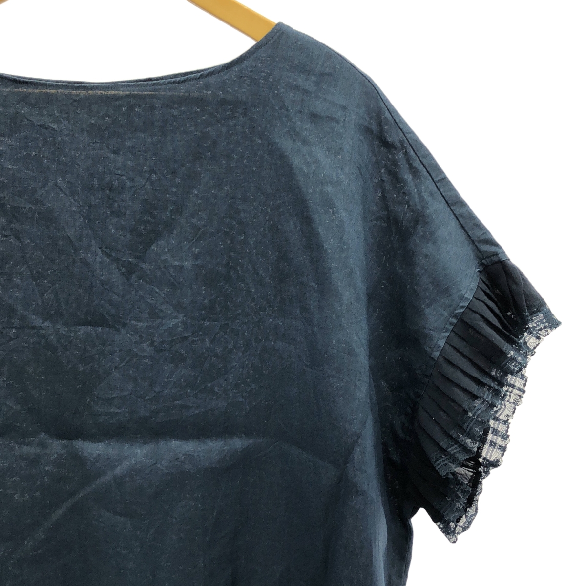 mizuiroind / ミズイロインド リネン プリーツスリーブ ブラウス