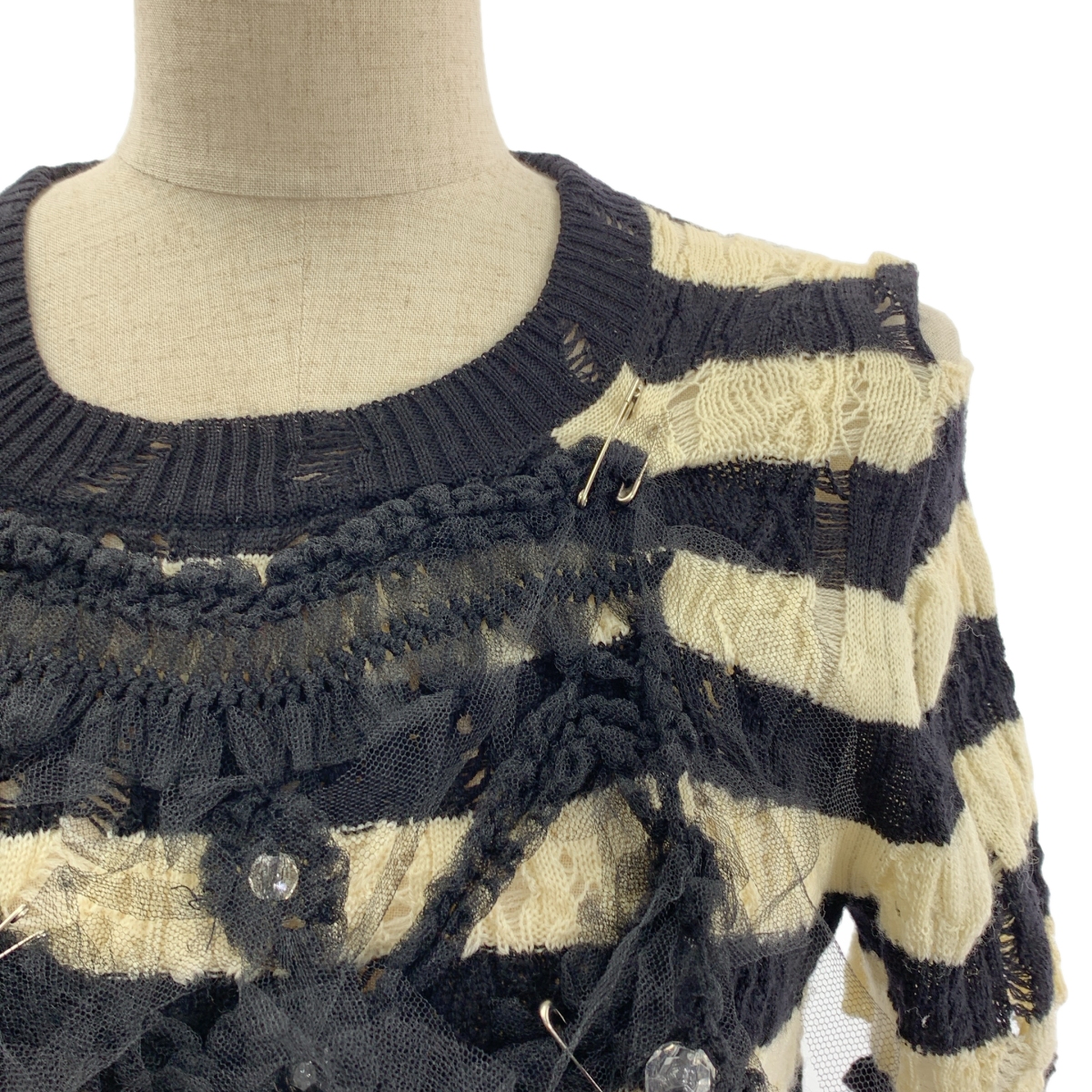 tao COMME des GARCONS / タオコムデギャルソン 変形 チュール 装飾 ニット プルオーバー