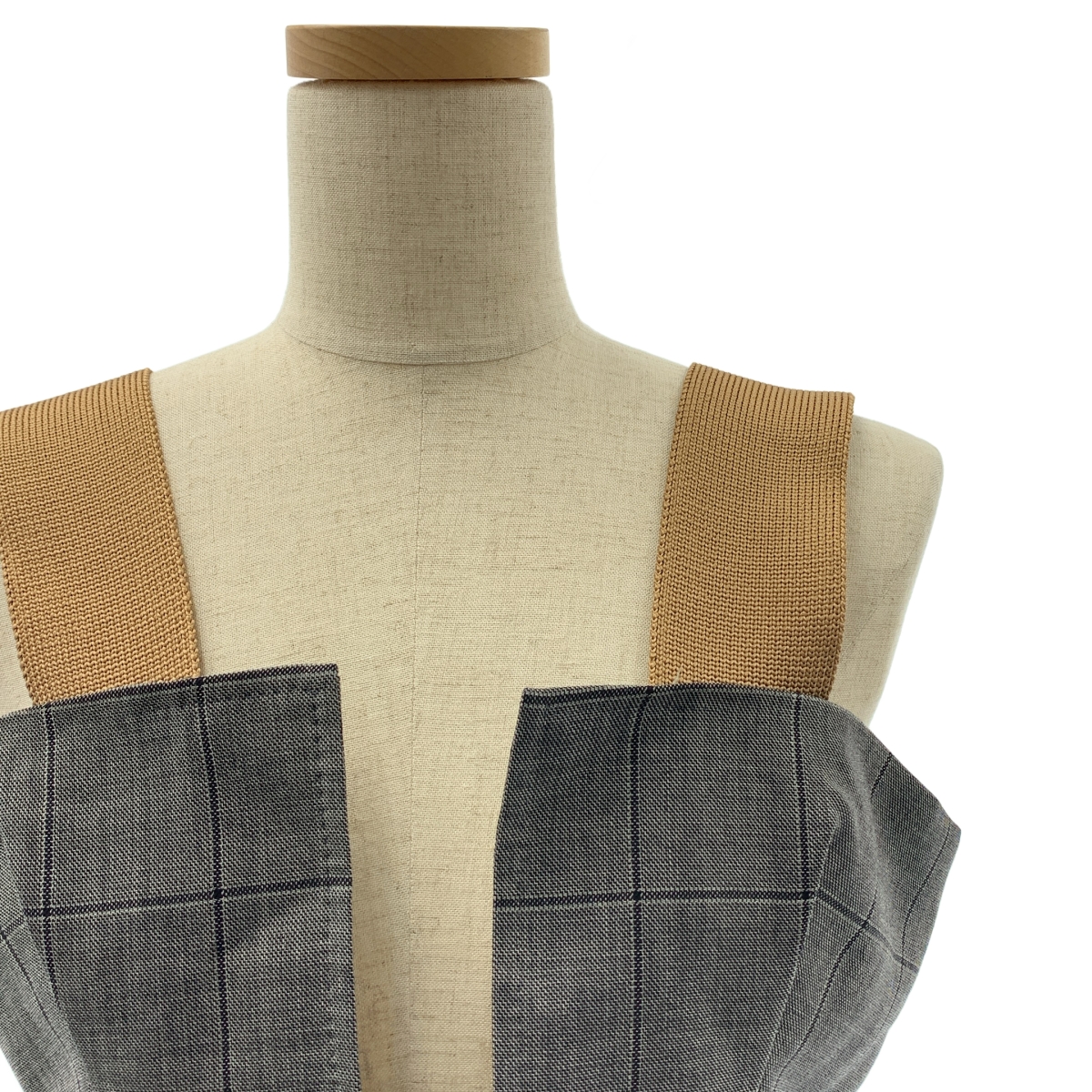 TOGA / トーガ ウール チェック ベルテッド ペプラム ビスチェ