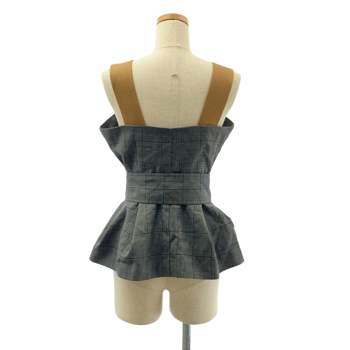 TOGA / トーガ ウール チェック ベルテッド ペプラム ビスチェ