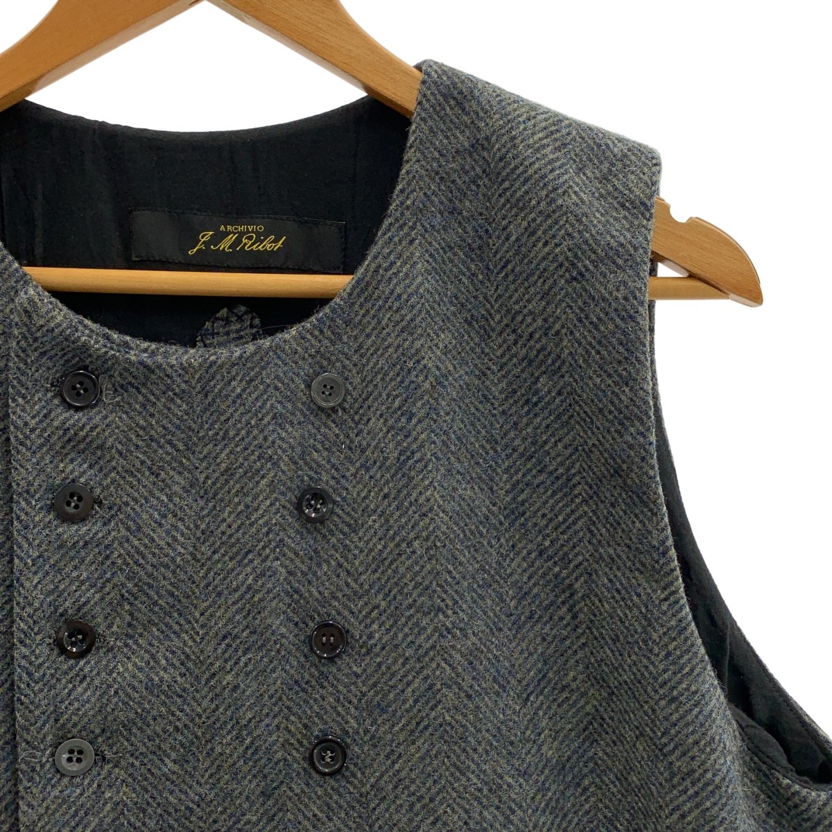 ARCHIVIO J.M.Ribot / アルキビオジェイエムリボット GL48/WB / tweed gilet / コサージュ ツイード ヘリンボーン ダブル ジレ ベスト