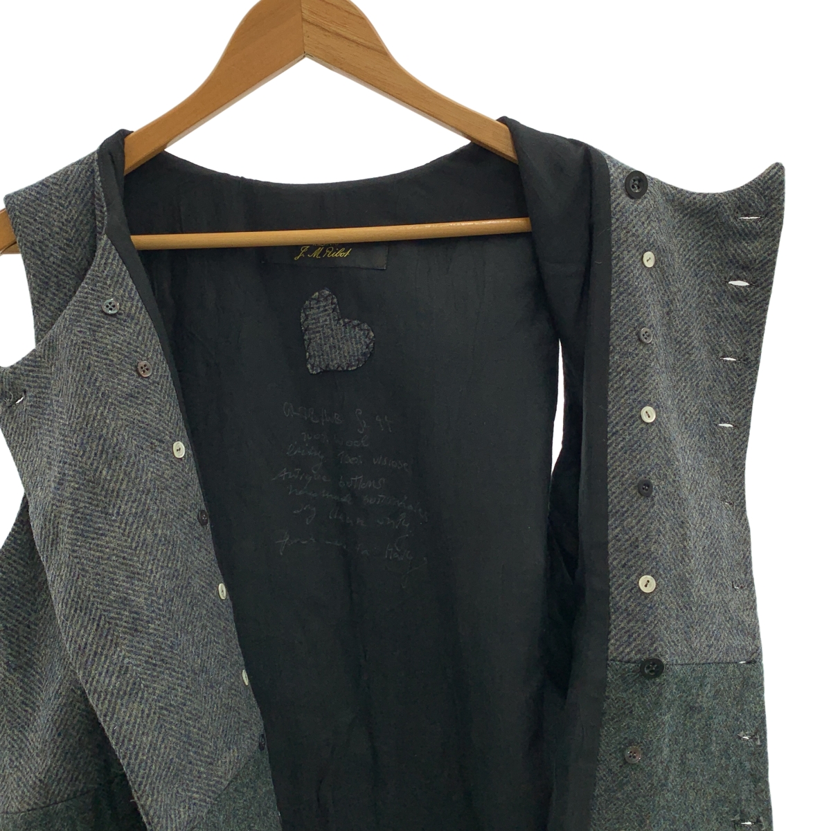 ARCHIVIO J.M.Ribot / アルキビオジェイエムリボット GL48/WB / tweed gilet / コサージュ ツイード ヘリンボーン ダブル ジレ ベスト