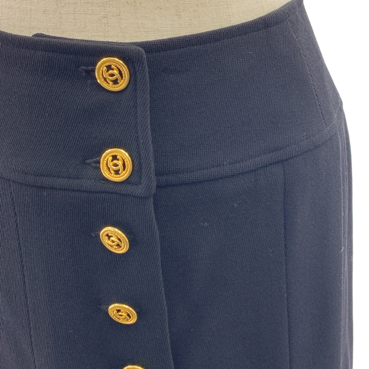 CHANEL / シャネル ココマーク 金ボタン ロングスカート / ロゴ総裏地