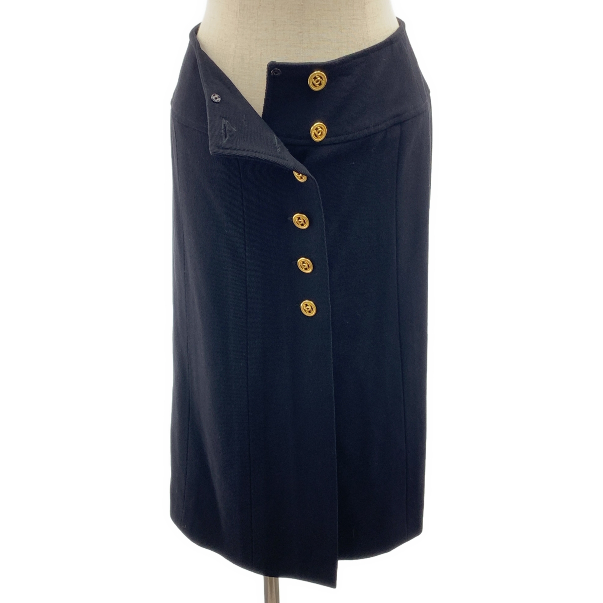 CHANEL / シャネル ココマーク 金ボタン ロングスカート / ロゴ総裏地