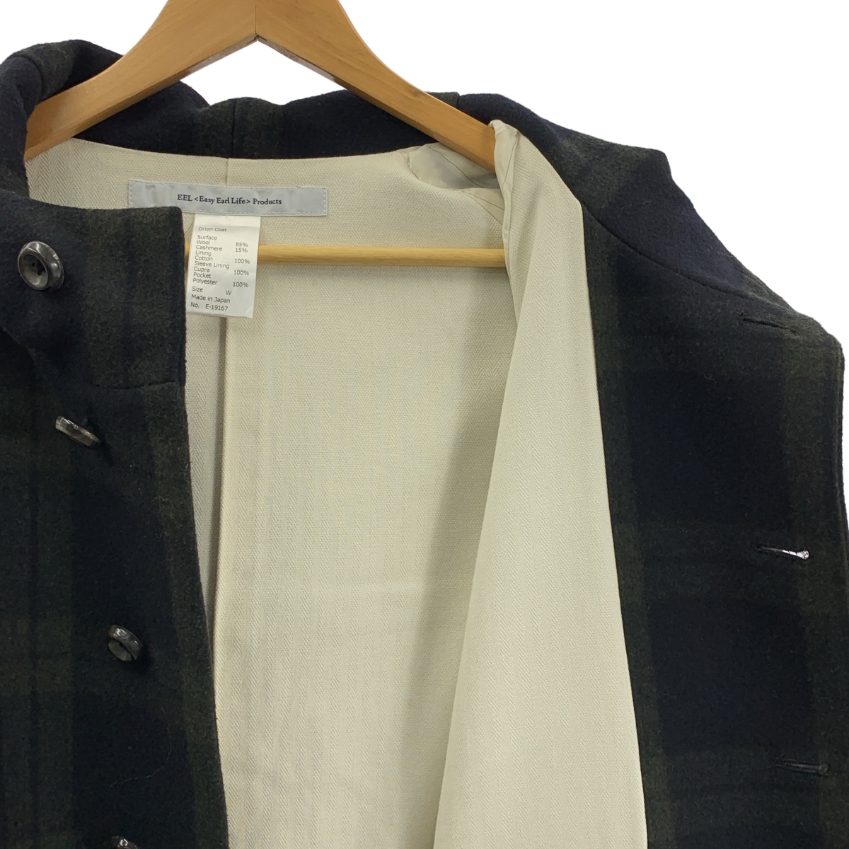 EEL / イール Orion Coat チェック柄 ウール カシミヤ オリオンコート