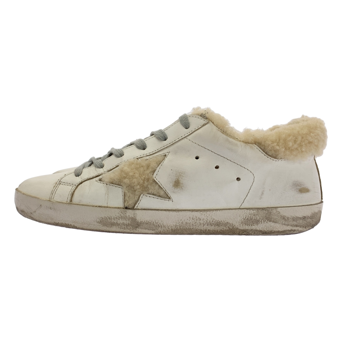 GOLDEN GOOSE / ゴールデングース レザー ボア切替 ダメージ加工 レースアップ スニーカー