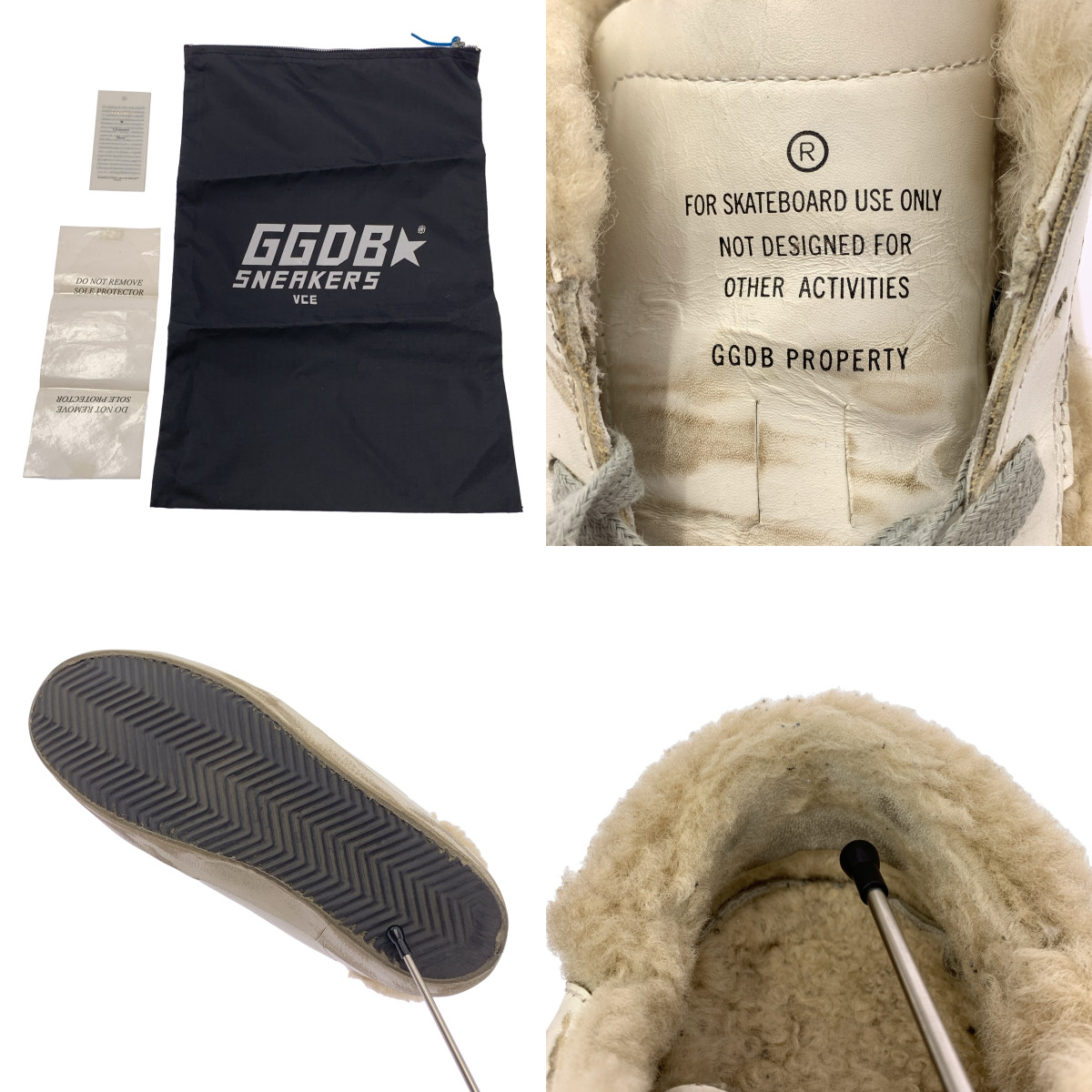 GOLDEN GOOSE / ゴールデングース レザー ボア切替 ダメージ加工 レースアップ スニーカー