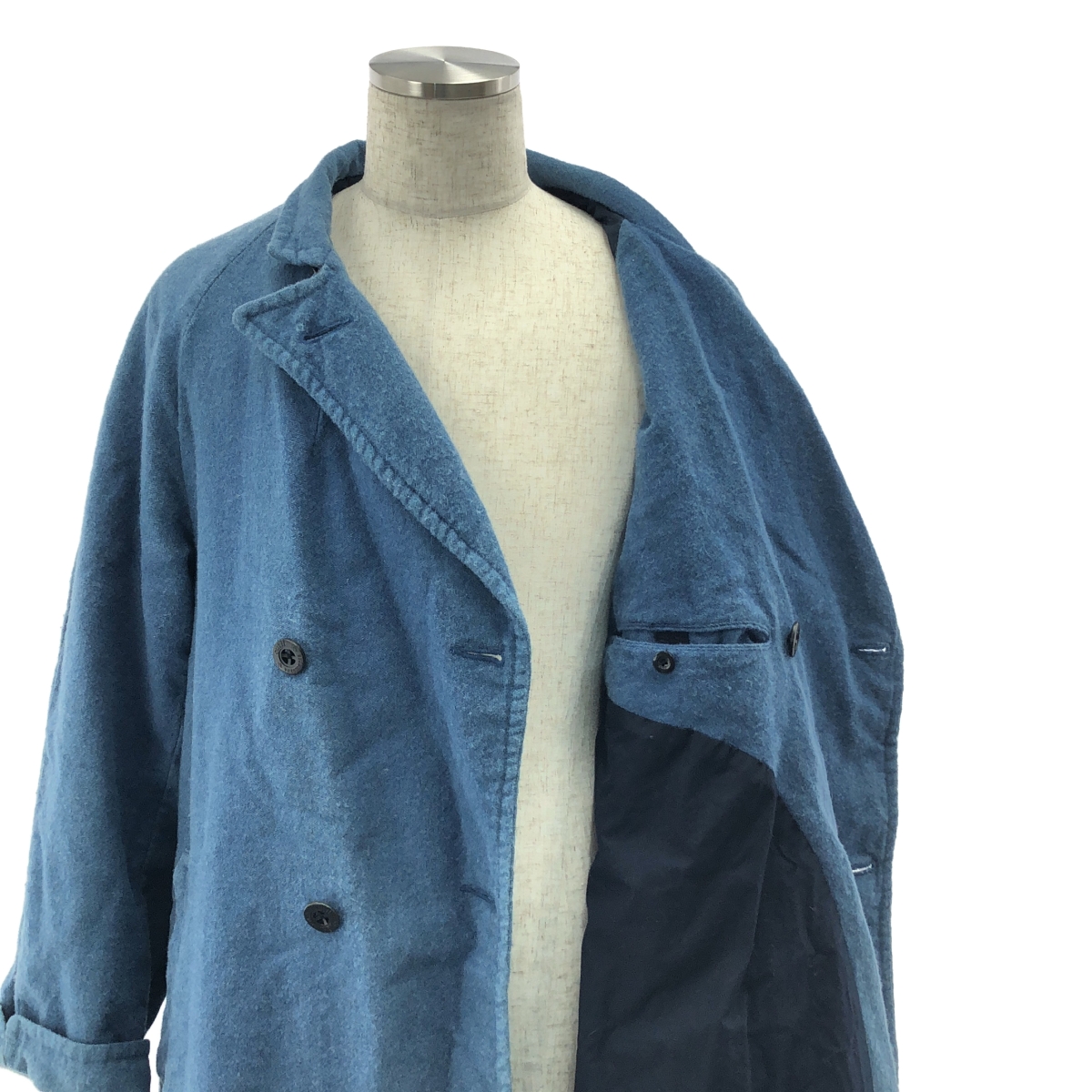 OUTIL / ウティ ウール リネン インディゴ染め コート