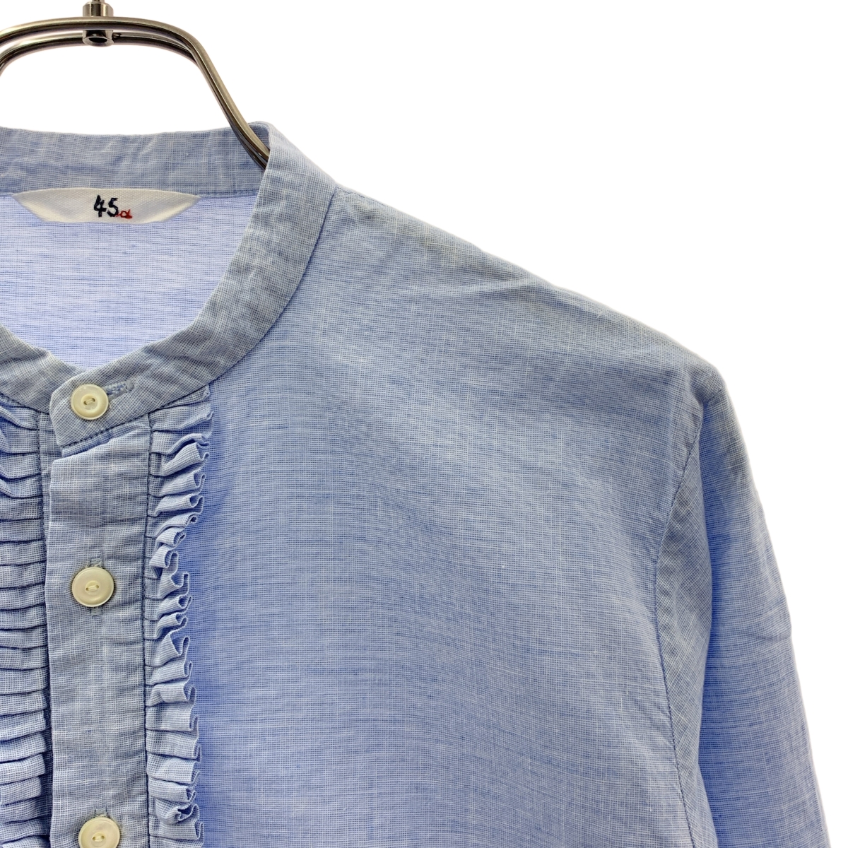 45r / フォーティファイブアール コットン フリル バンドカラーシャツ