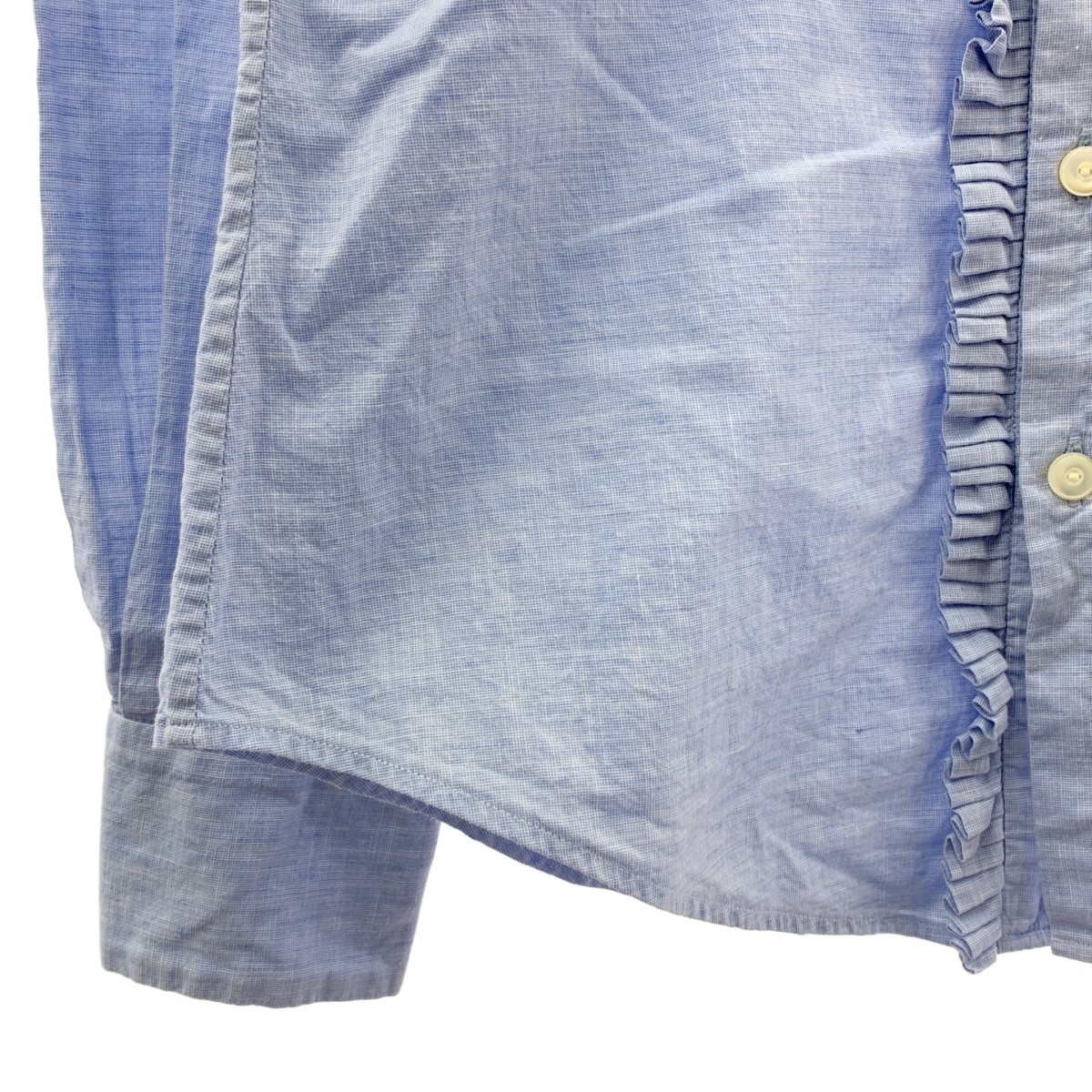 45r / フォーティファイブアール コットン フリル バンドカラーシャツ