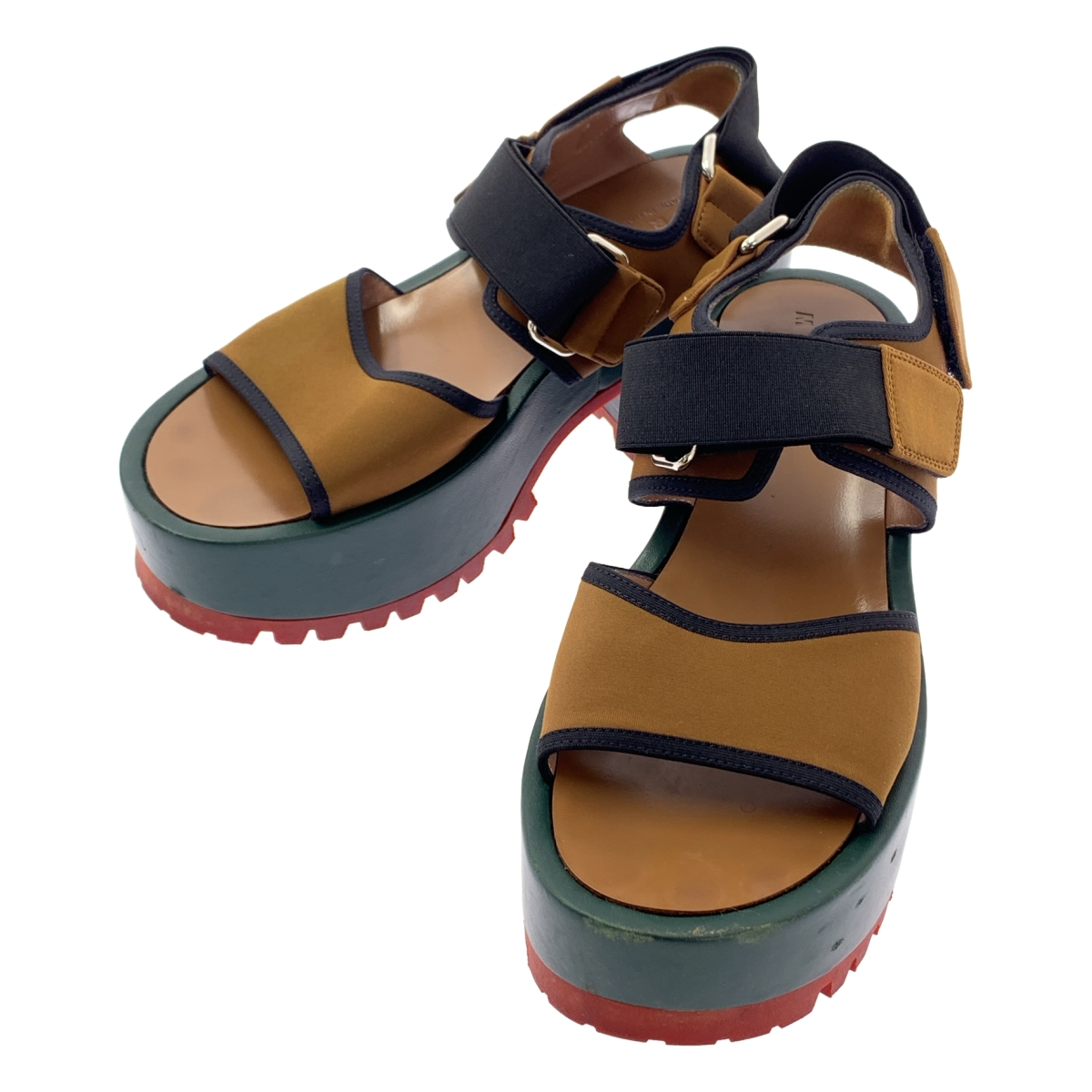 新品 MARNI マルニ クロスウェッジソール 厚底サンダル 赤茶色 37 楽天市場】マルニ MARNI クロスストラップウェッジソール