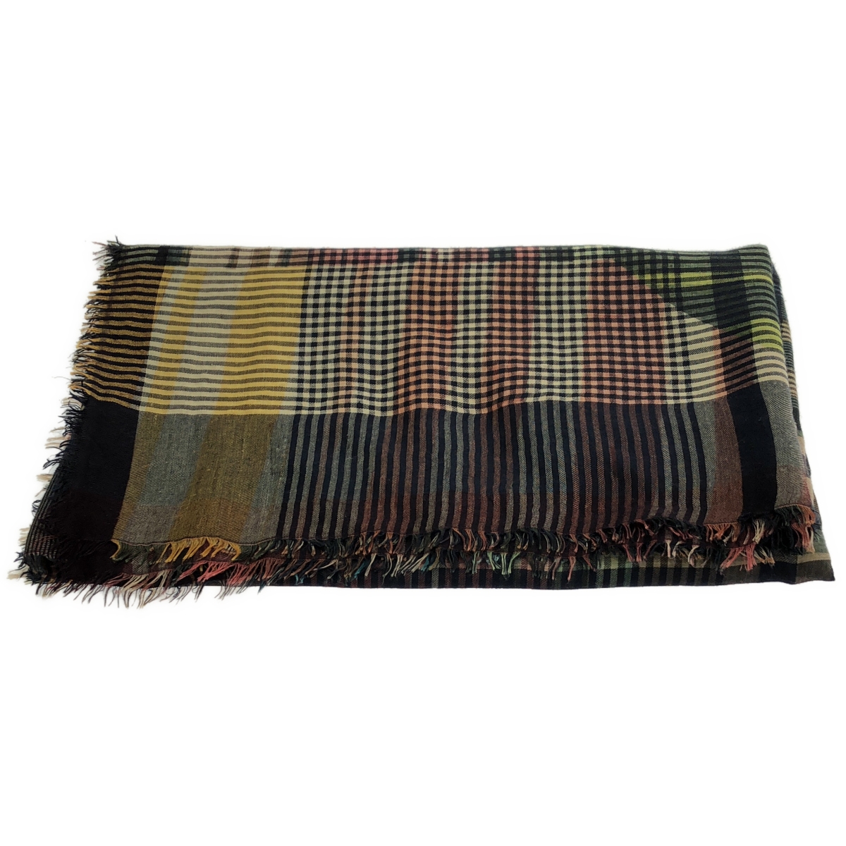 FALIERO SARTI / ファリエロサルティ チェック 大判 フリンジ ストール