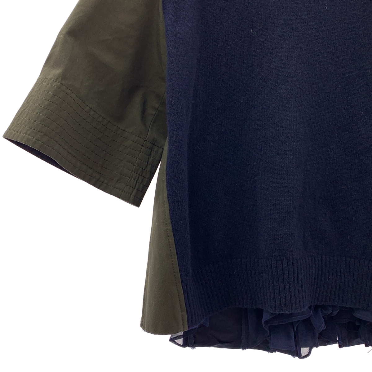 sacai / サカイ コットン ウール 切替 バックギャザー ニットブラウス