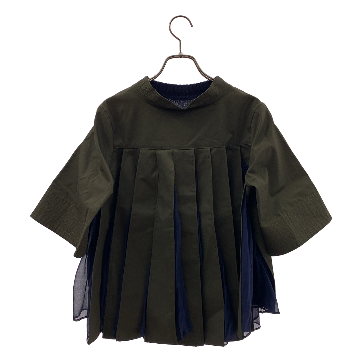 sacai / サカイ コットン ウール 切替 バックギャザー ニットブラウス