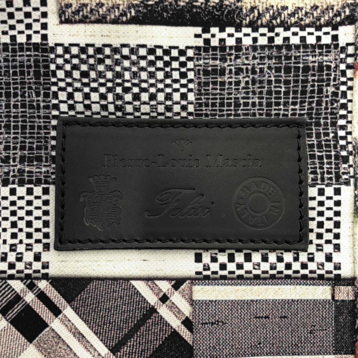 Pierre-Louis Mascia / ピエールルイマシア × Felisi / フェリージ 総柄 ロゴレザーパッチ ポーチ