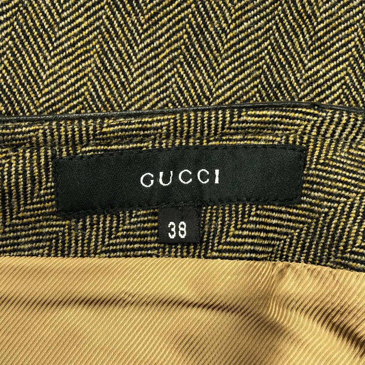 GUCCI / グッチ ウール ヘリンボーン スリット スカート