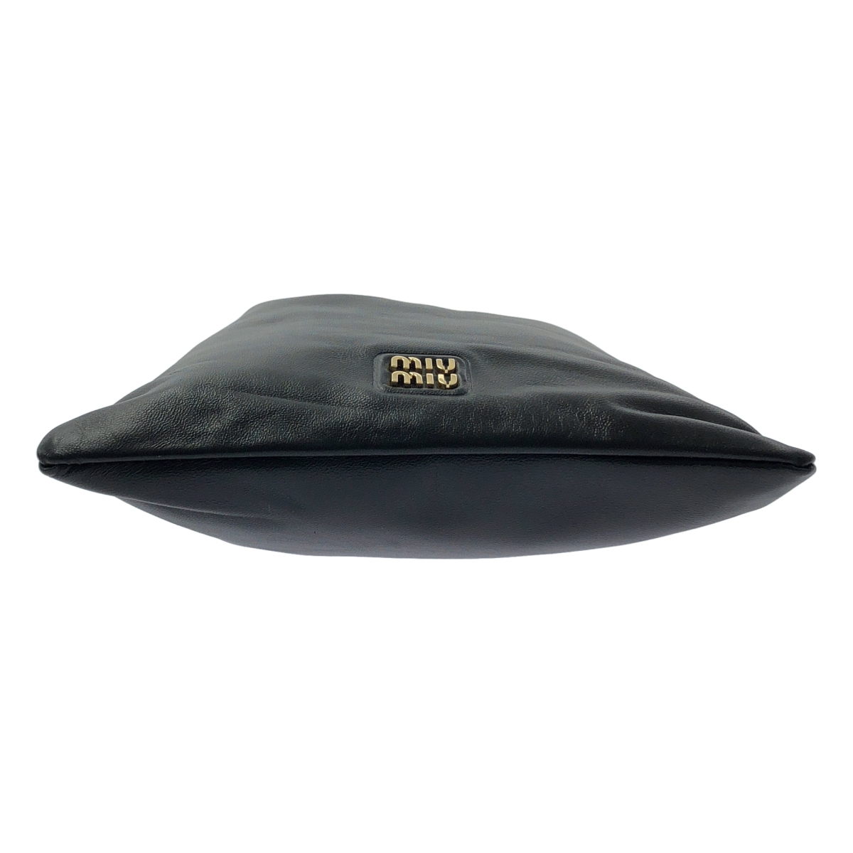 miu miu / ミュウミュウ nappa duchesse pouch / 5NG010 ナッパレザー ロゴ ドローストリング 巾着 ハンドバッグ ポーチ