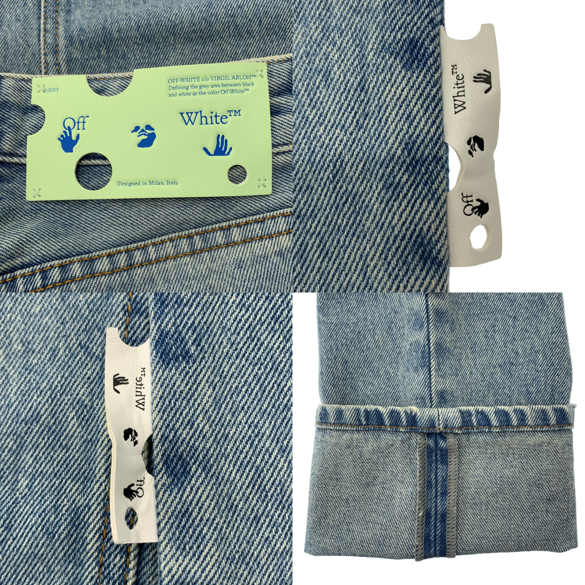 Off-White / オフホワイト フロントロゴ パッチ デニム テーパード パンツ