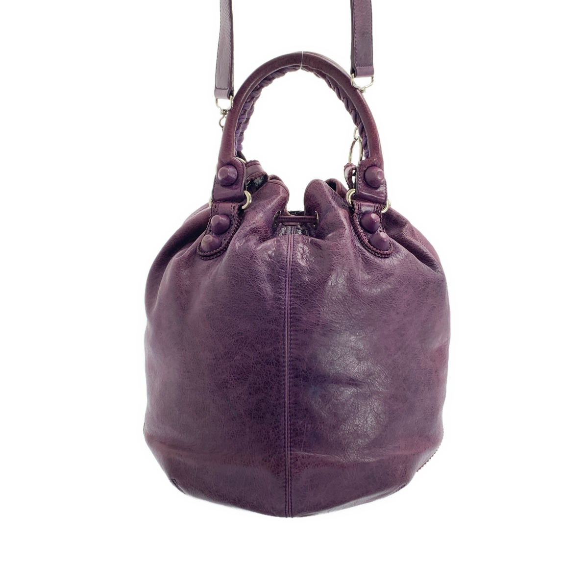 BALENCIAGA / バレンシアガ ジャイアント ポンポン 2Way 巾着 レザー ショルダーバッグ