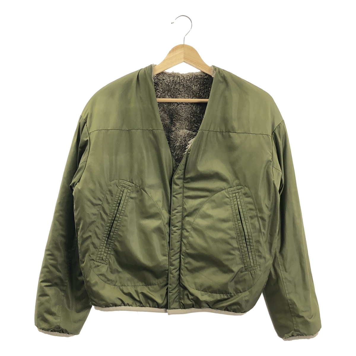 None / HERENCIA / ヘレンチア リバーシブル ボア ミリタリー ノーカラー ブルゾン ジャケット