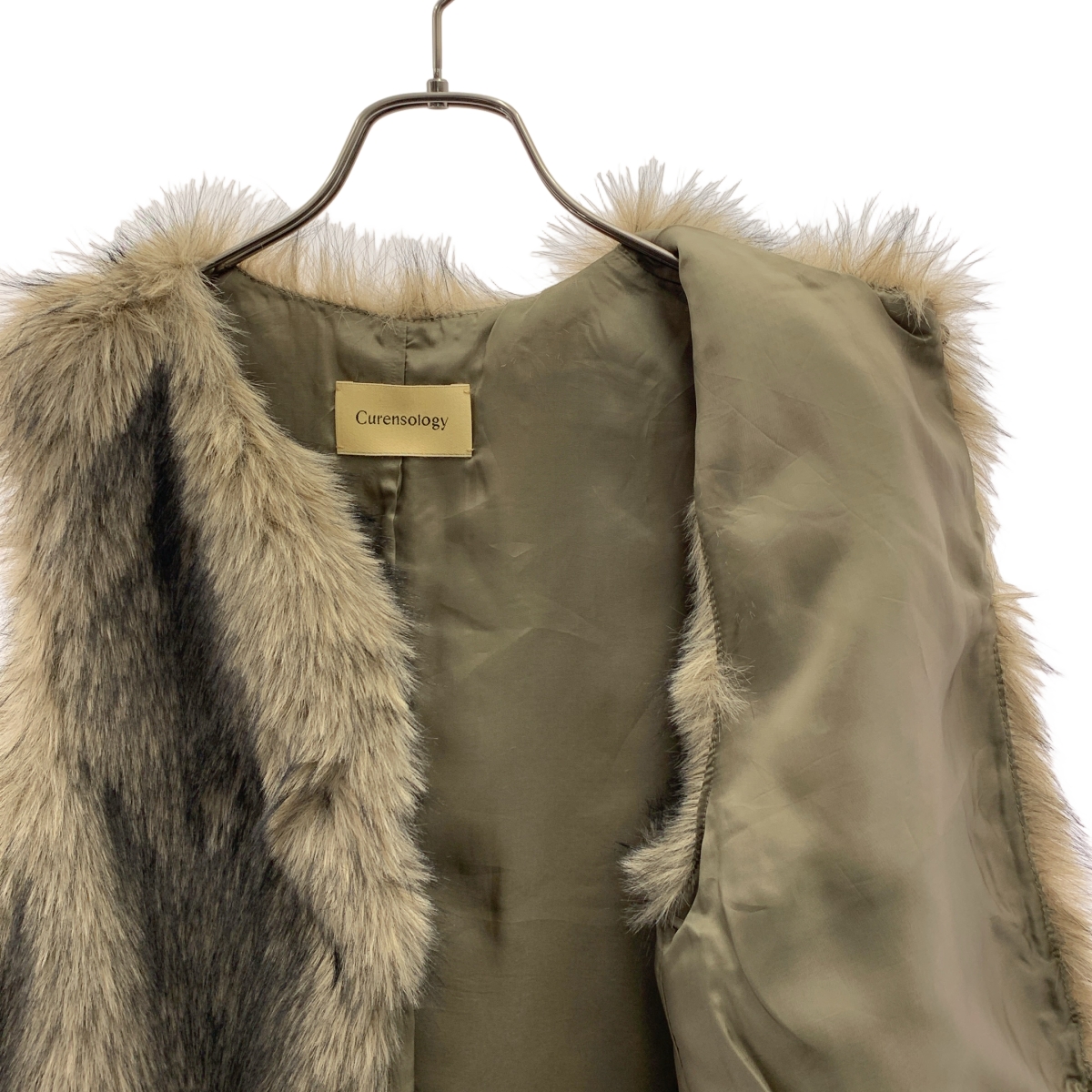 Curensology / カレンソロジー ボタンレス ファー ベスト
