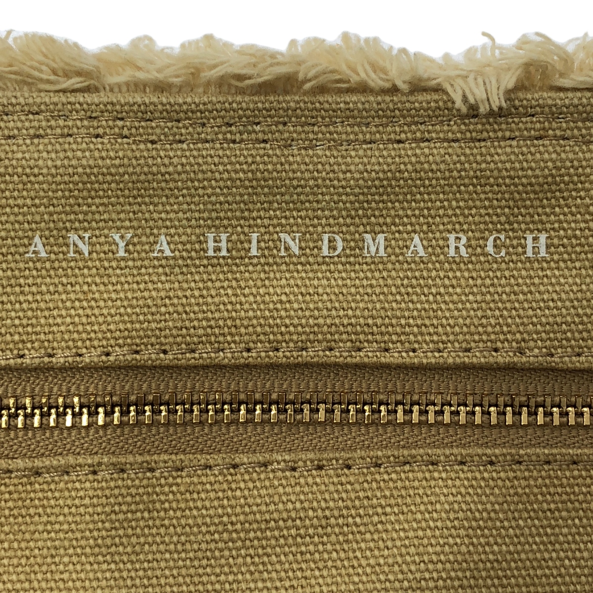 ANYA HINDMARCH / アニヤハインドマーチ レザー ハンドル キャンバス ハンド トートバッグ