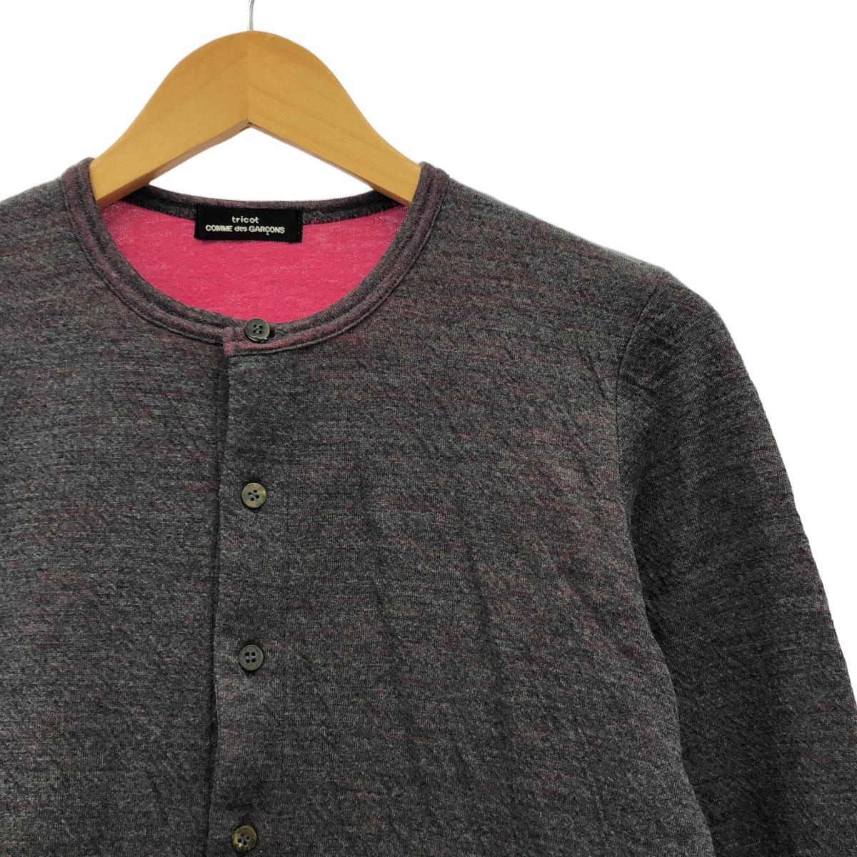 tricot COMME des GARCONS / トリココムデギャルソン ウール バイカラー クルーネックカーディガン