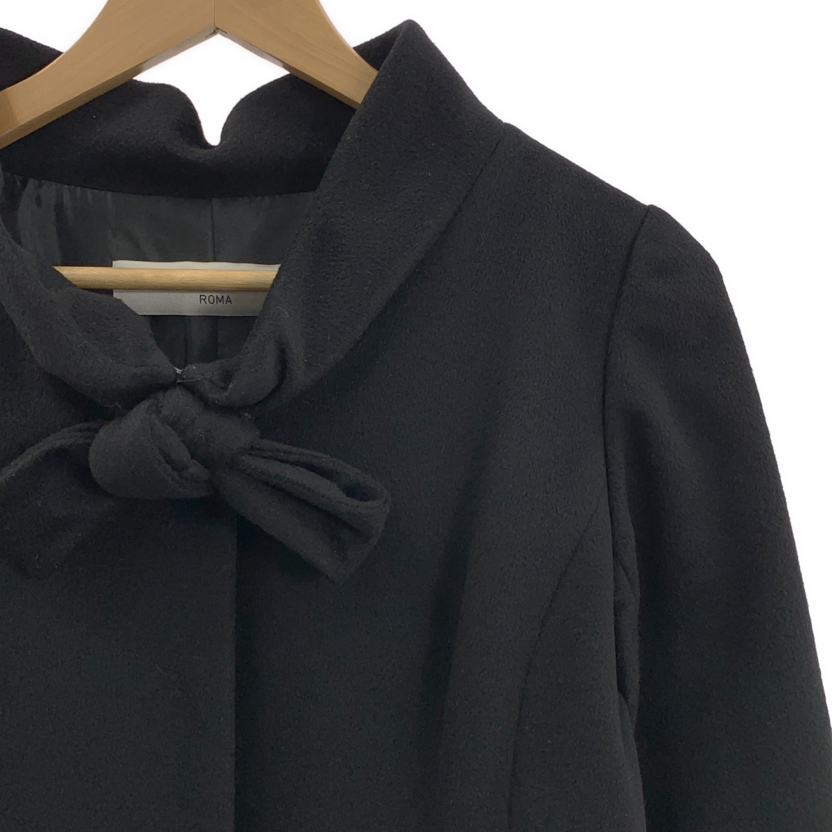 VALENTINO / ヴァレンティノ ウール リボン ハイネック コート / 総裏地
