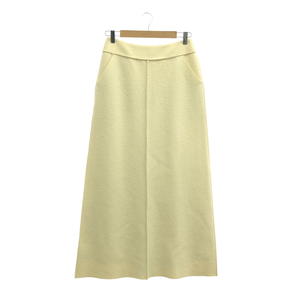 CHANEL / シャネル 90s〜 / 1999AW ウール 縮絨 バック ウッドロゴボタン スリット ロングスカート / 総裏地