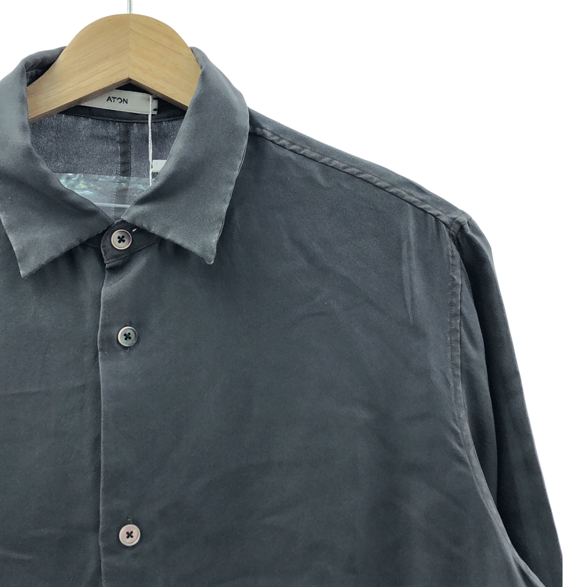 ATON / エイトン silk 100％ / シルク スリット シャツ ブラウス
