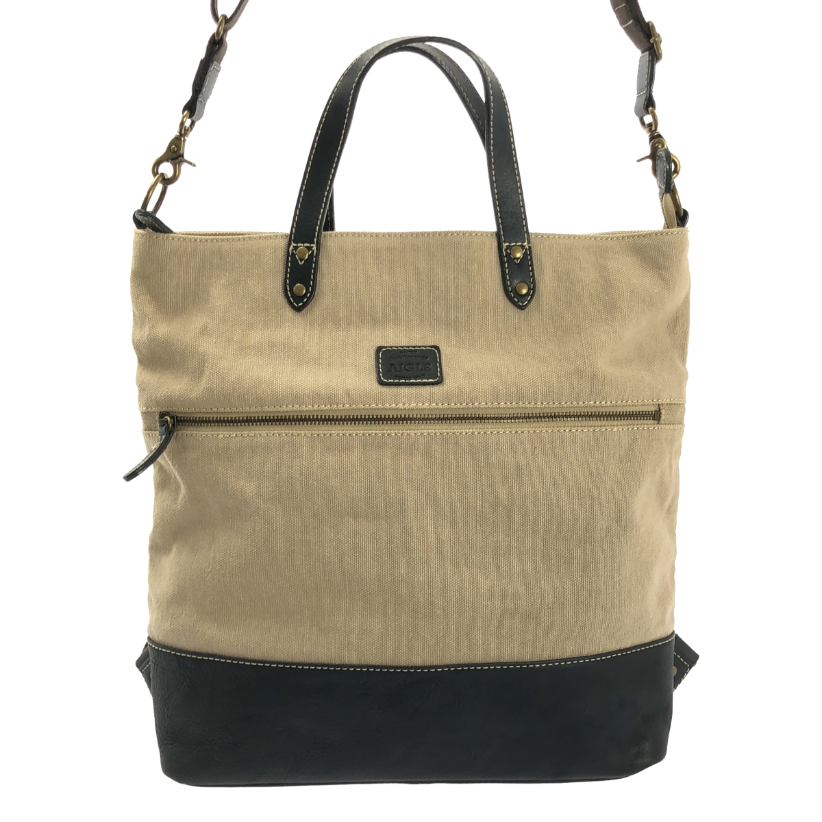 AIGLE / エーグル 2WAY キャンバス レザー コンビ トートバッグ