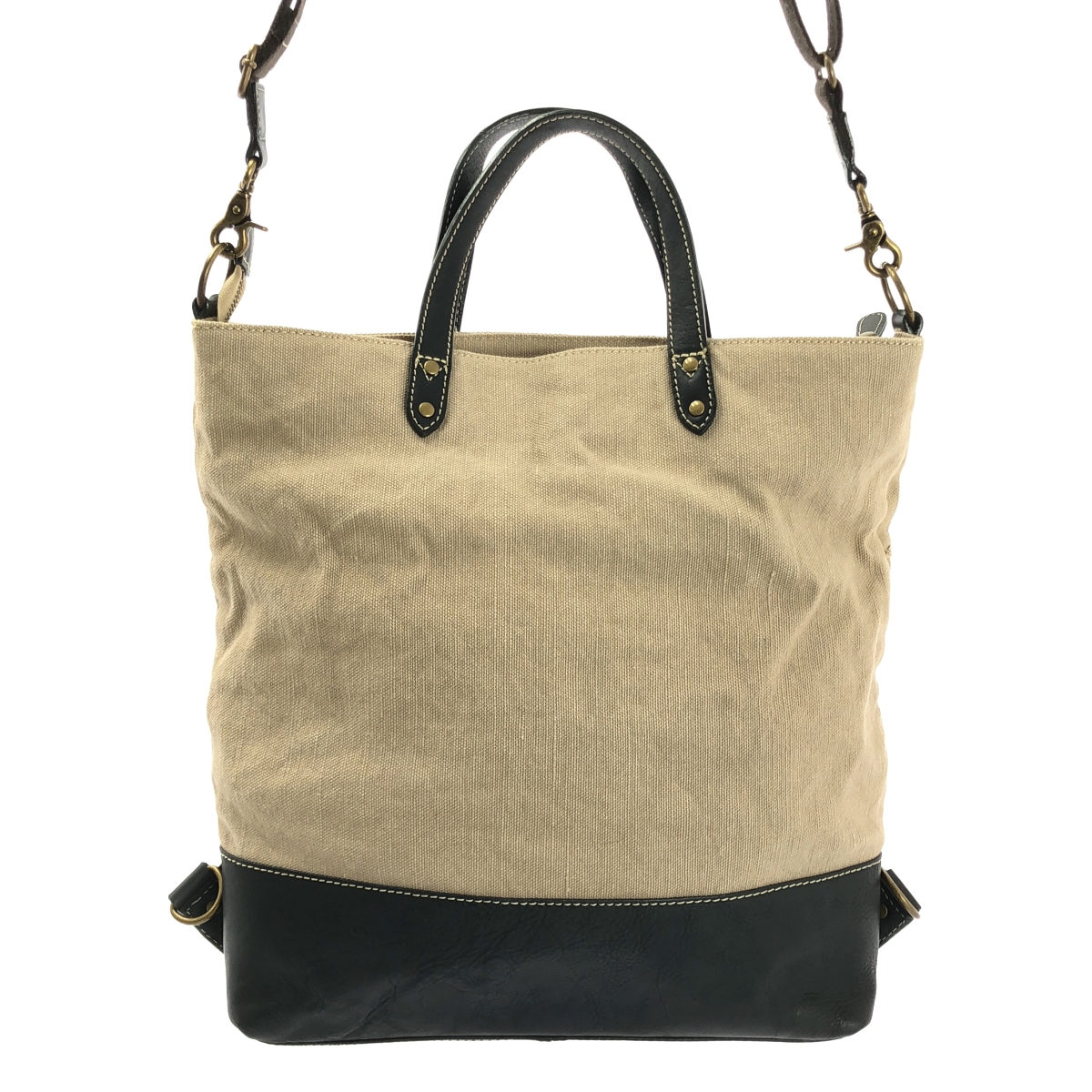 AIGLE / エーグル 2WAY キャンバス レザー コンビ トートバッグ