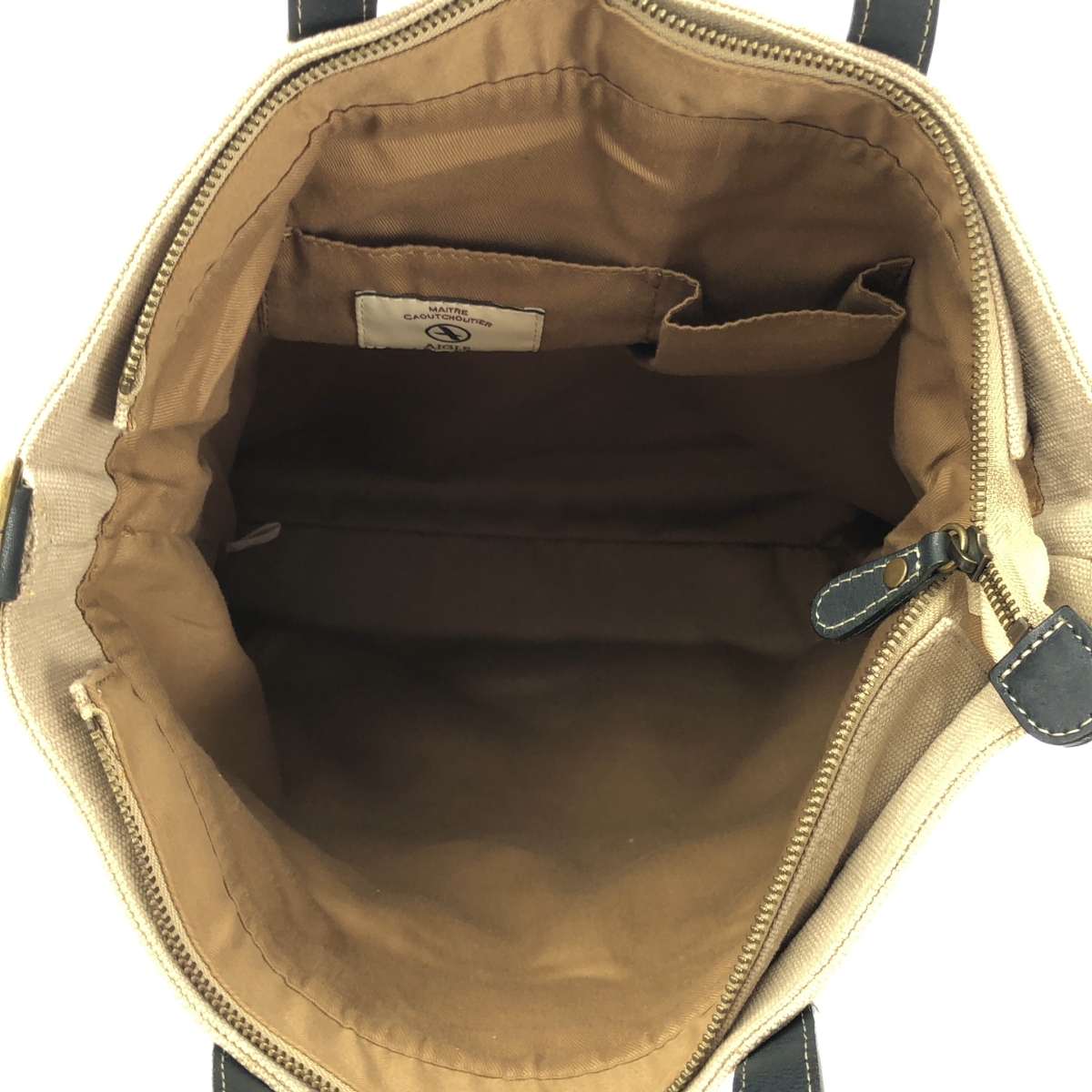 AIGLE / エーグル 2WAY キャンバス レザー コンビ トートバッグ