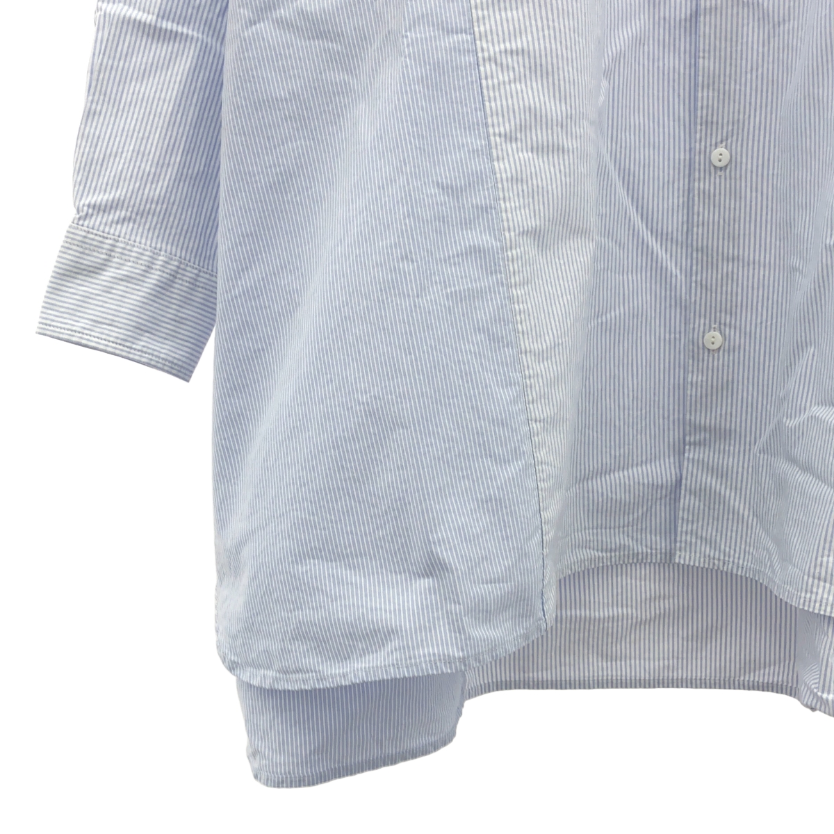 TOUJOURS / トゥジュー コットン 切替 ストライプ オーバーサイズ シャツ