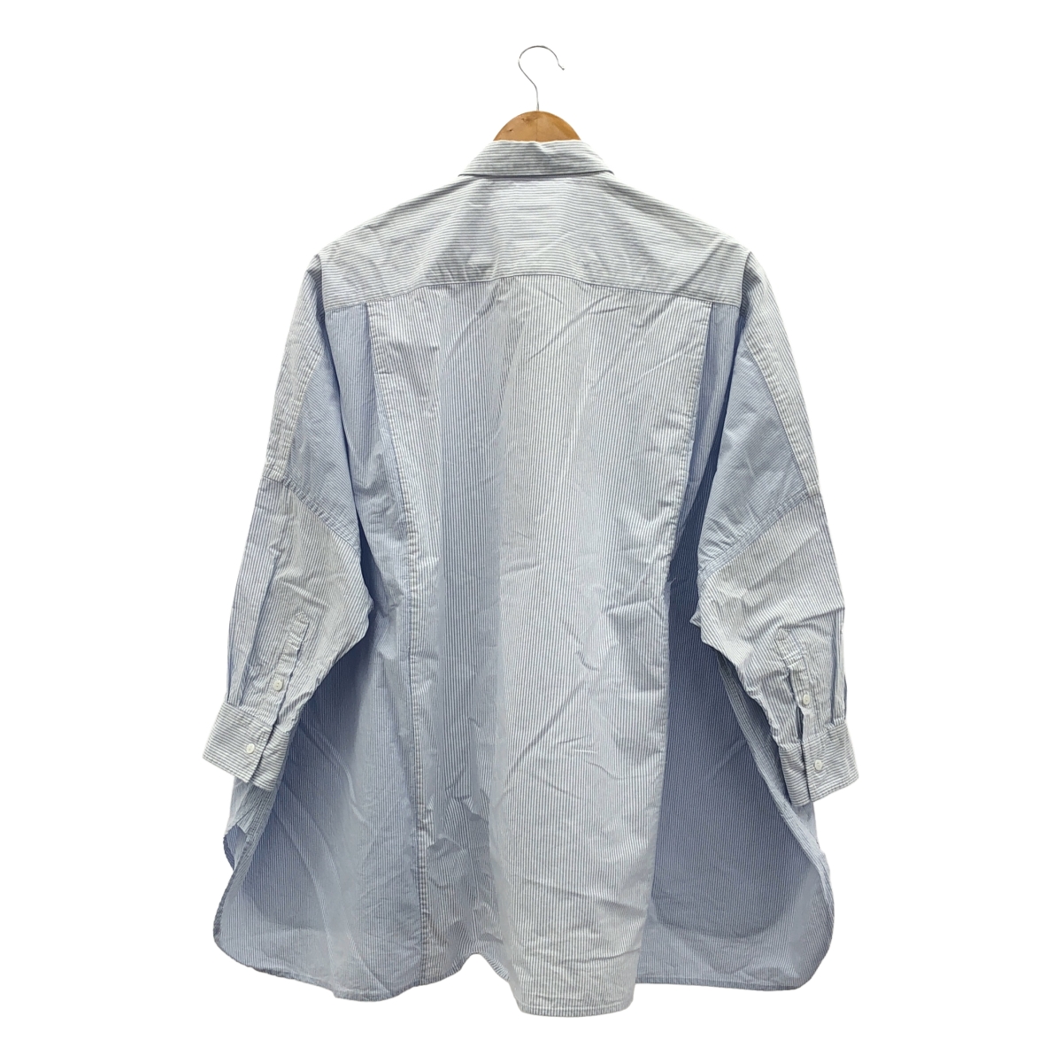 TOUJOURS / トゥジュー コットン 切替 ストライプ オーバーサイズ シャツ