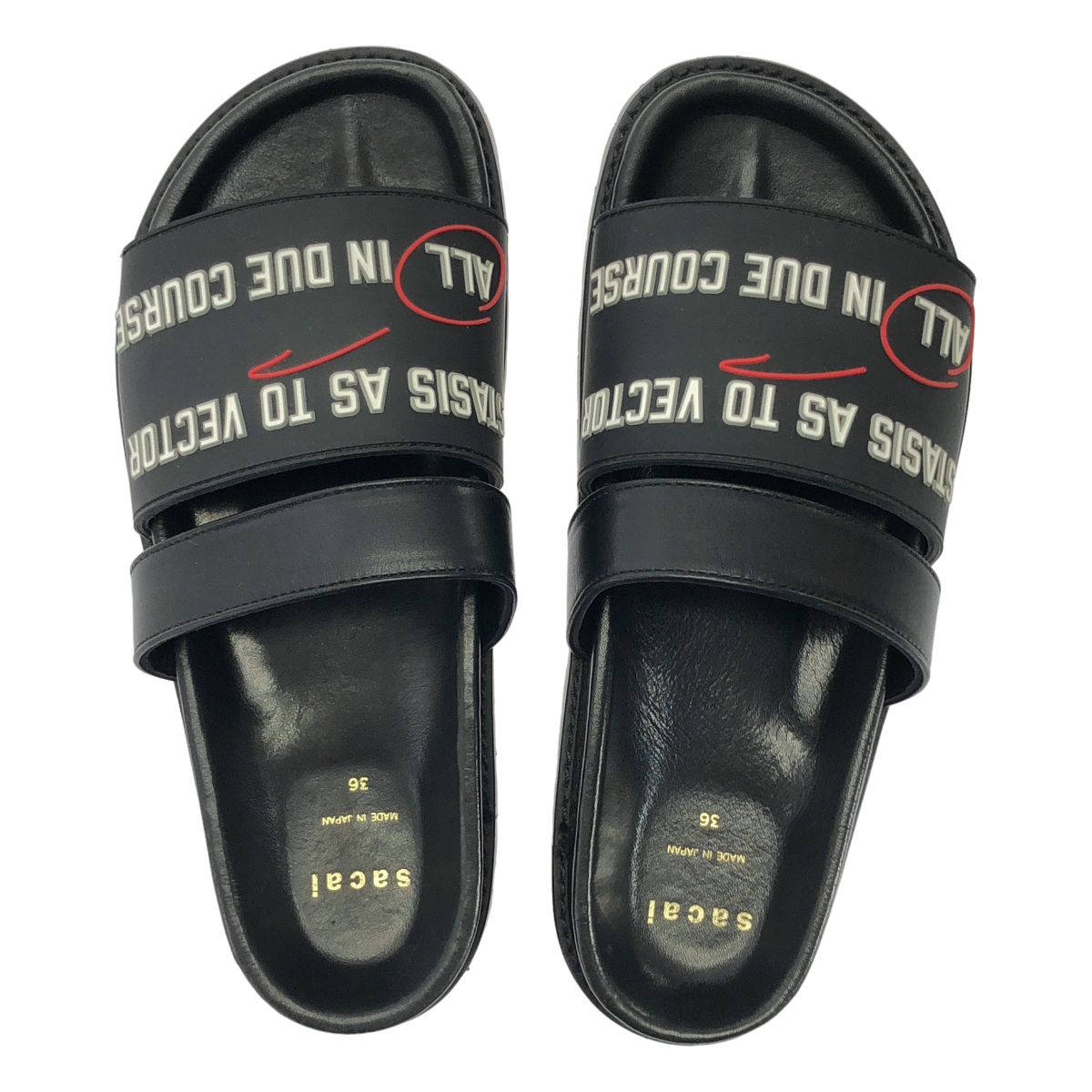 sacai / サカイ Logo Flat sandals Lawrence Weiner / レザー ロゴ ビブラムソール サンダル